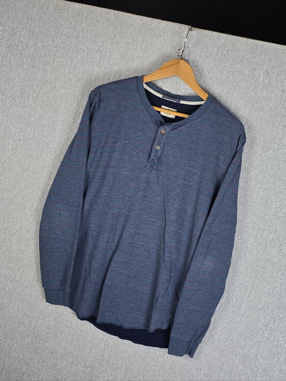 Marine Layer Blue/Red Stripe Medium Weight Henley Mens Sz L